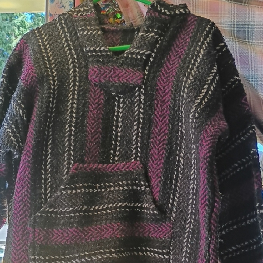 Bohemian Black and Purple Geometric Sweater